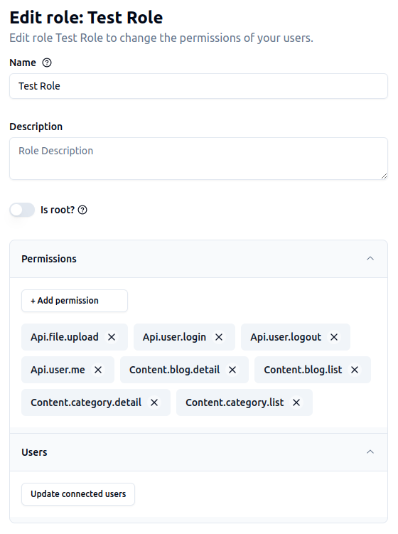 FastSchema update Role